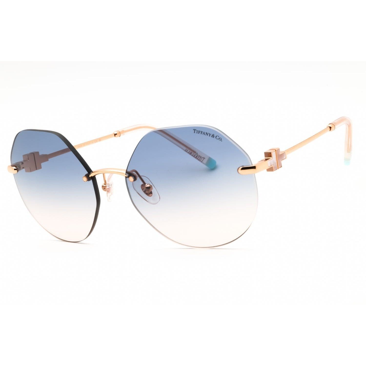$600 Retail Tiffany & Co. Gold Blue Gradient Lenses Sunglasses  60-17-140