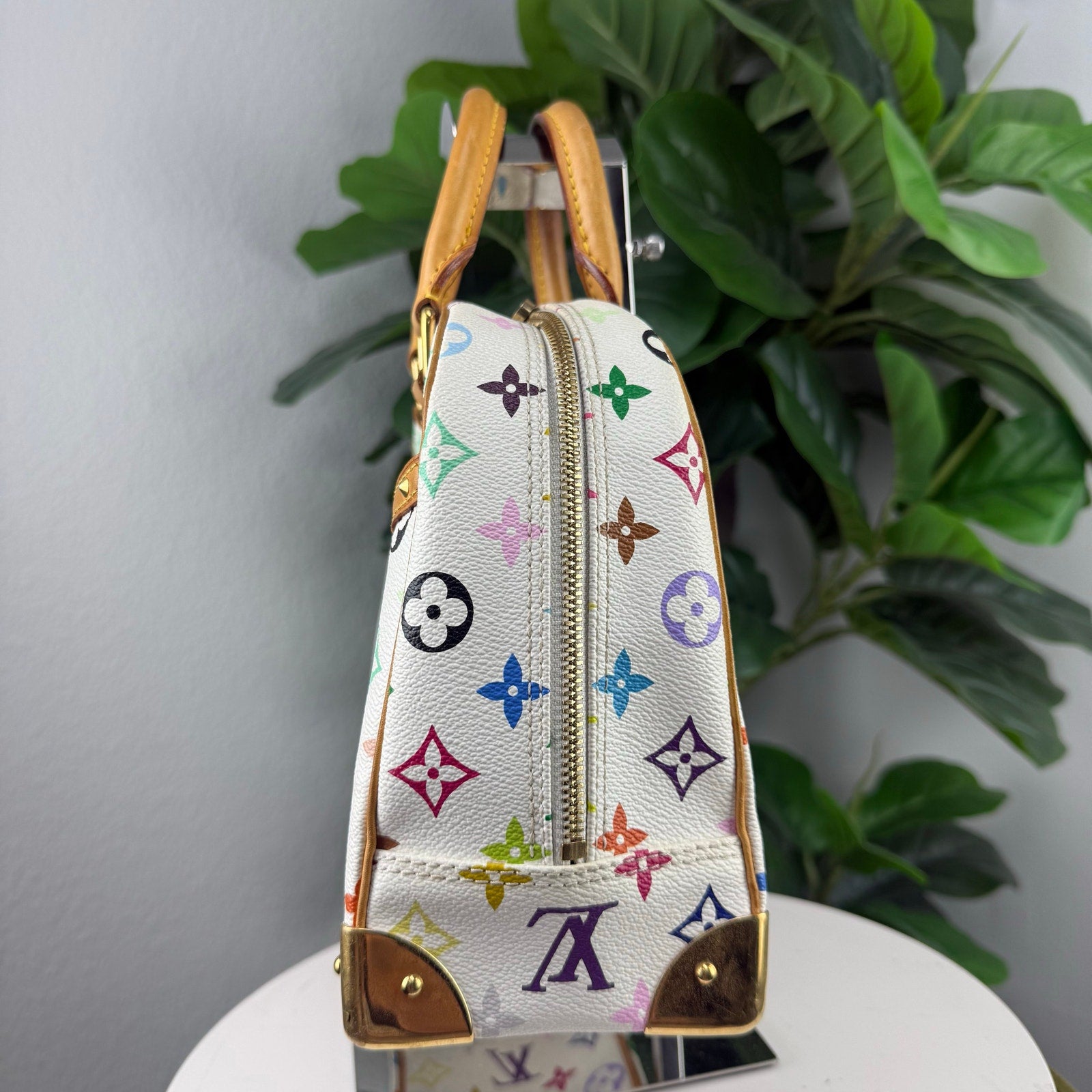 Louis Vuitton White Multicolor Monogram Trouville Bag Authentic Pre Owned