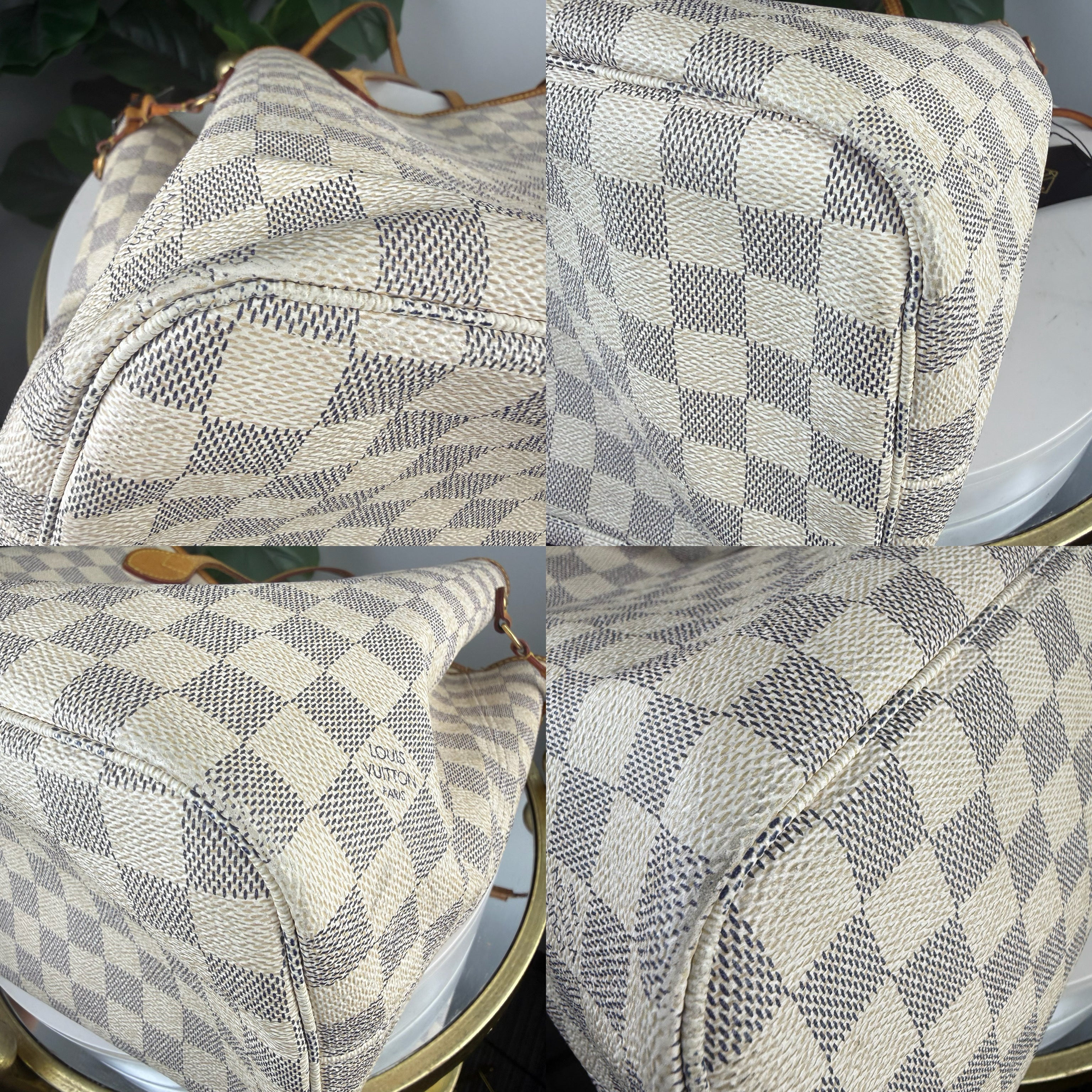 Authentic Louis Vuitton Neverfull MM Tote Bag Damier Azur Canvas