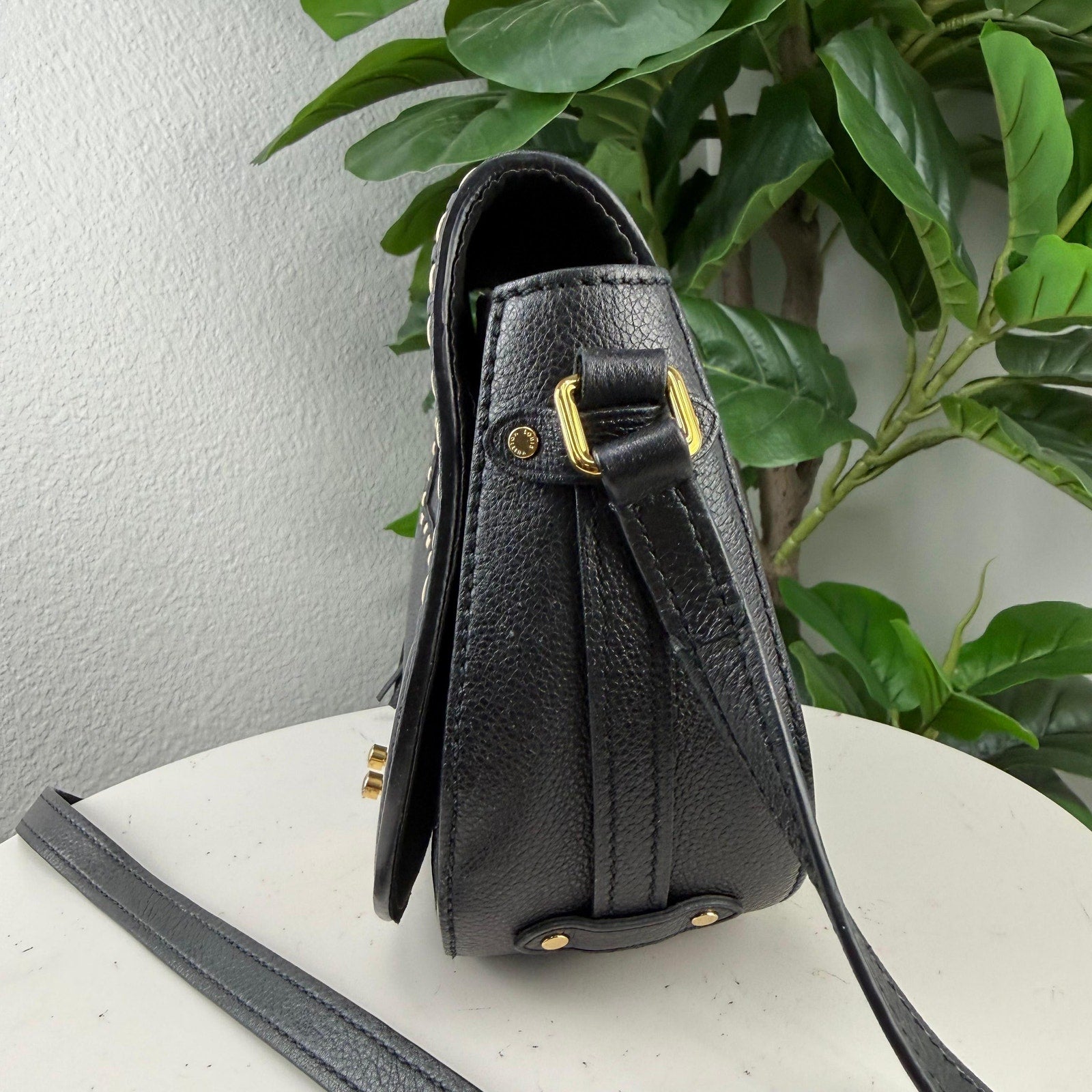 Louis Vuitton Junot Monogram Empreinte Leather Black Crossbody Bag Authentic Pre Owned