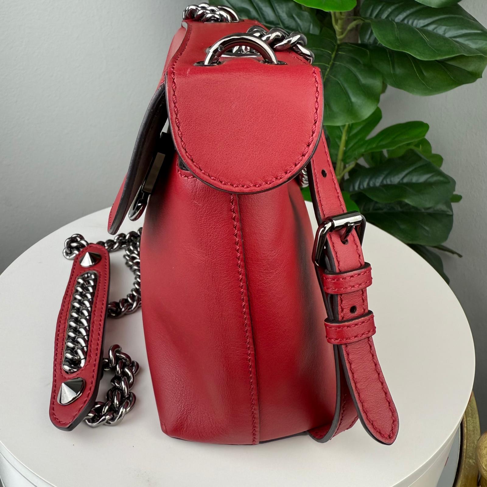 💎Authentic Fendi Vitello Century Mini Backpack Red