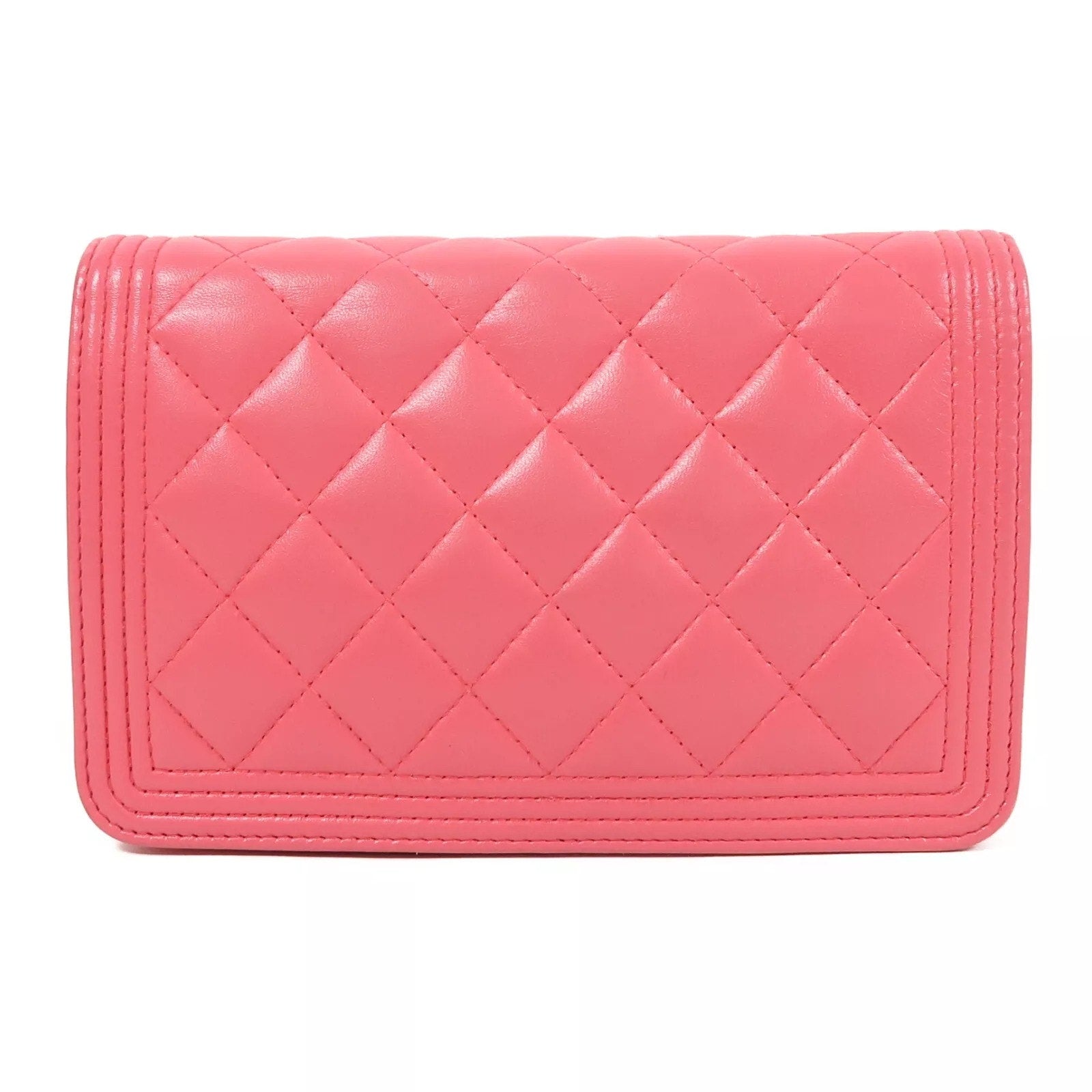 Authentic CHANEL CC Boy Wallet On Chain Crossbody Bag Pink 2016-2017