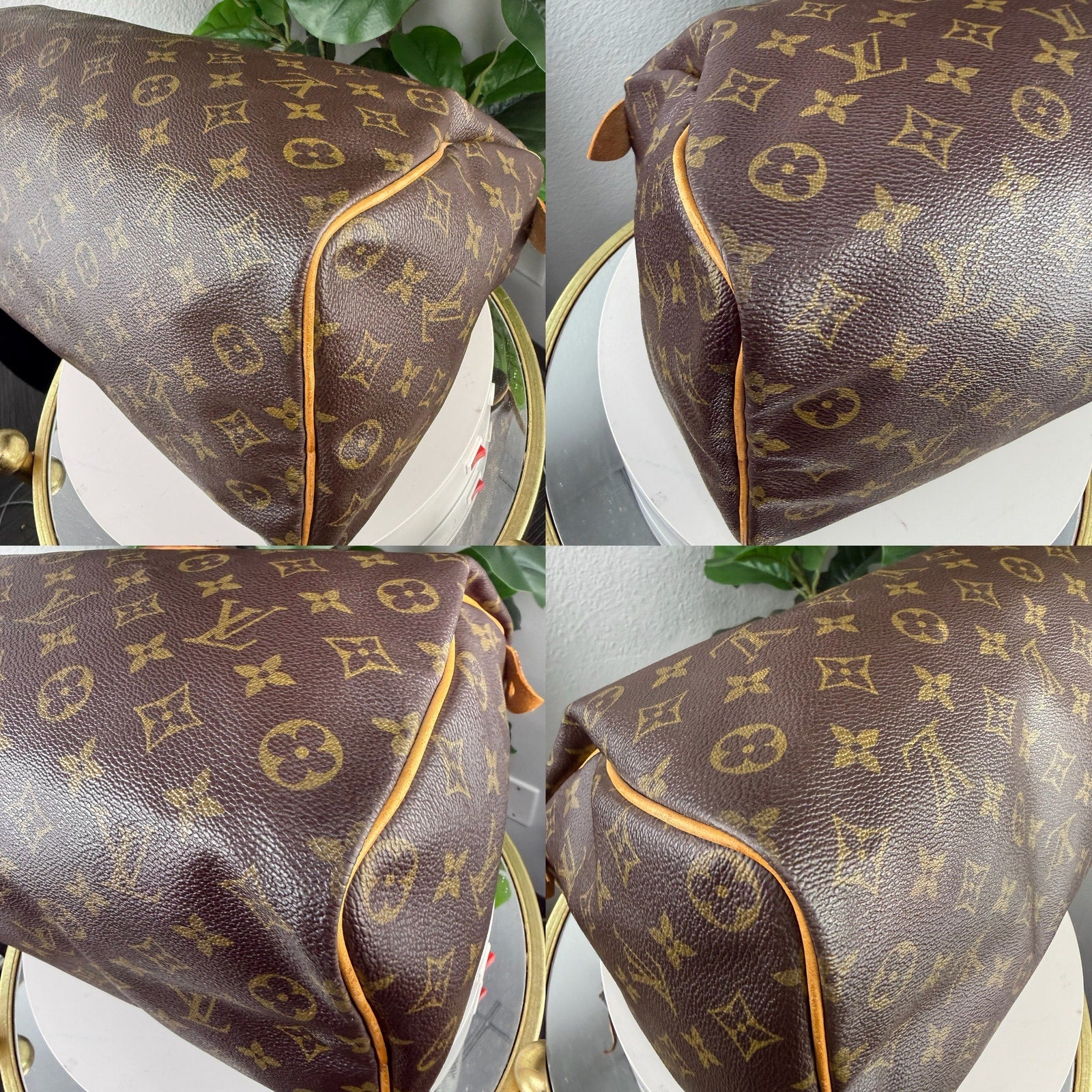 Louis Vuitton Speedy 35 Monogram Canvas Brown Top Handle Bag Authentic Pre Owned