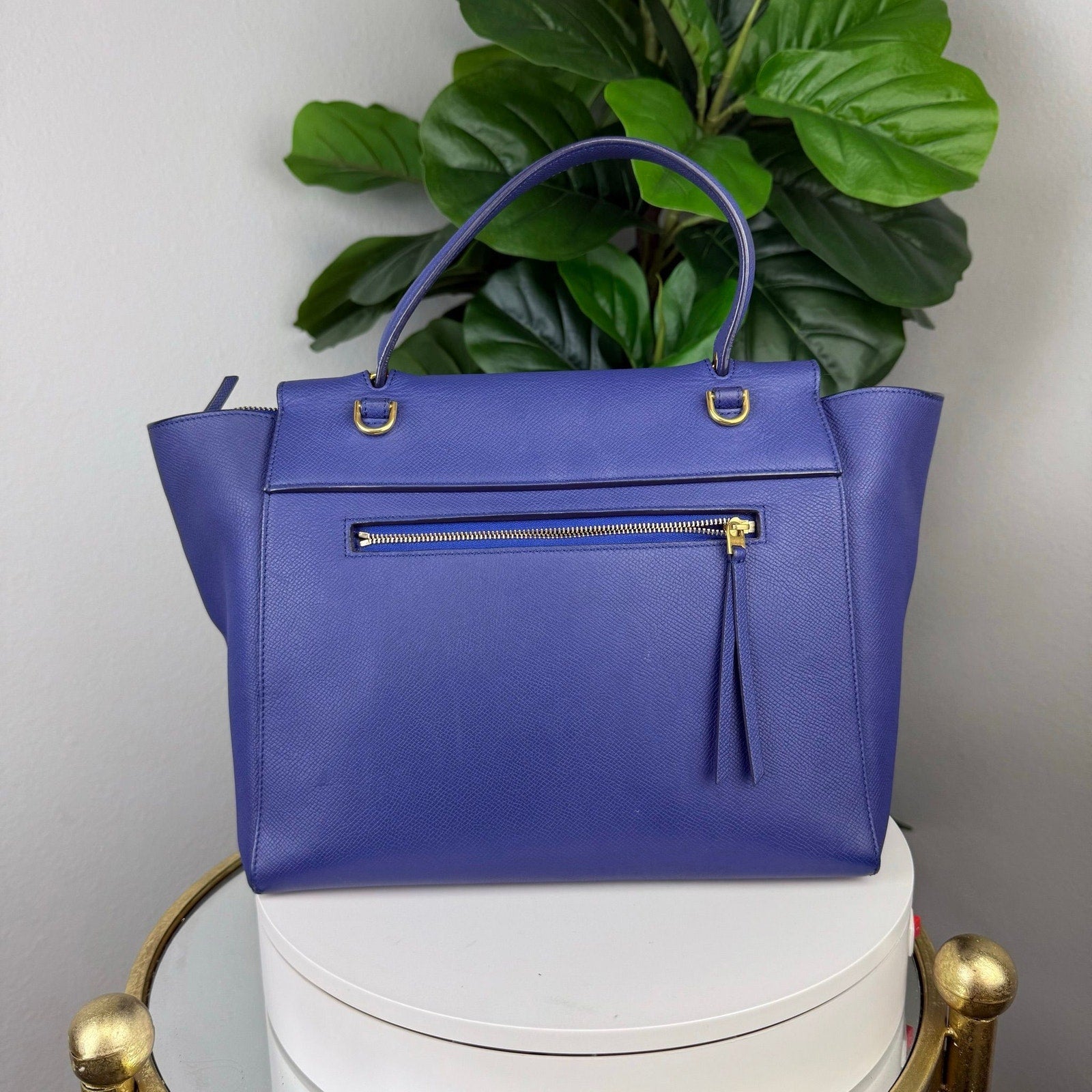 💎Authentic Celine Drummed Calfskin Small Belt Bag Indigo