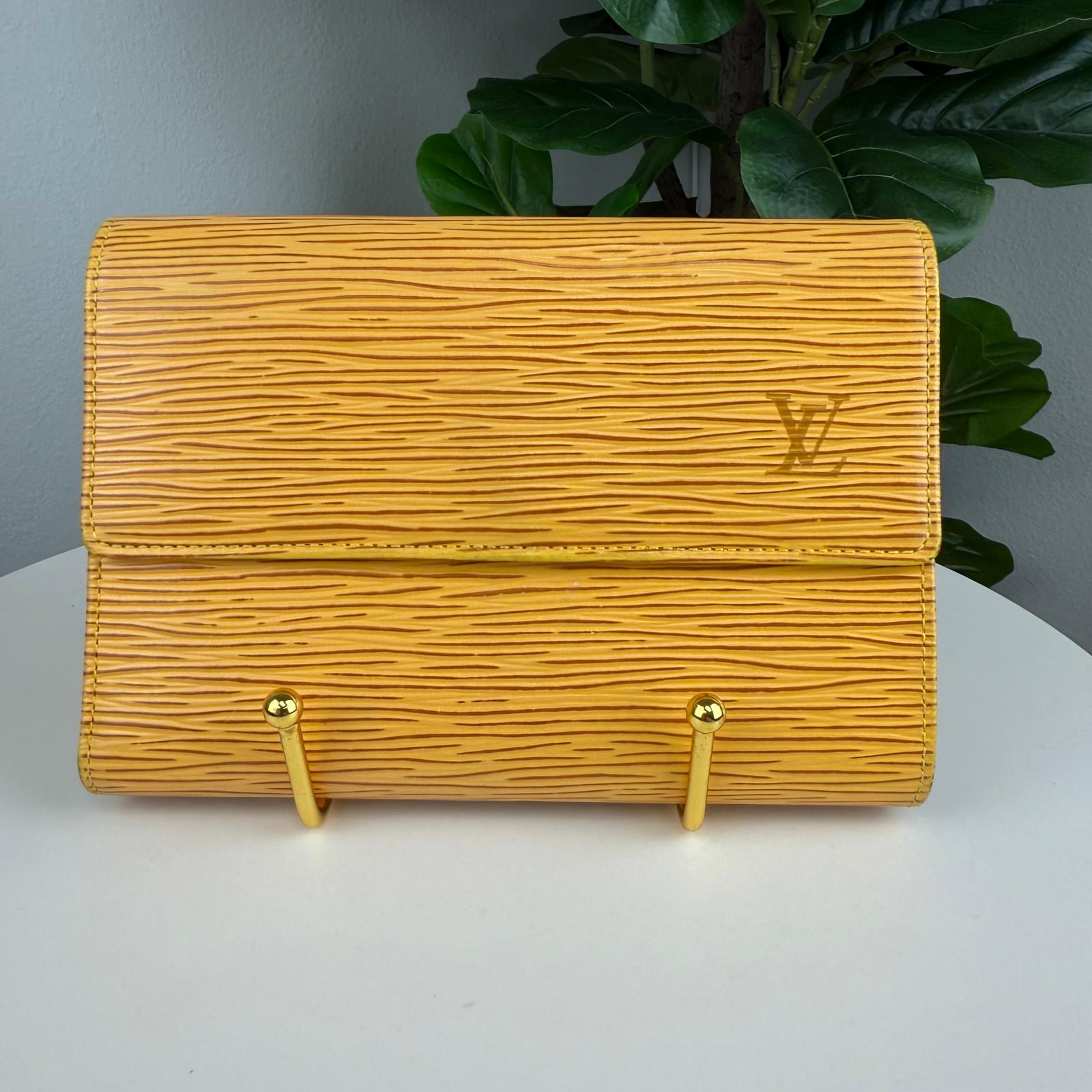Authentic Louis Vuitton Epi Leather Porte Tresor Etui Papier Tri-fold Wallet Yellow