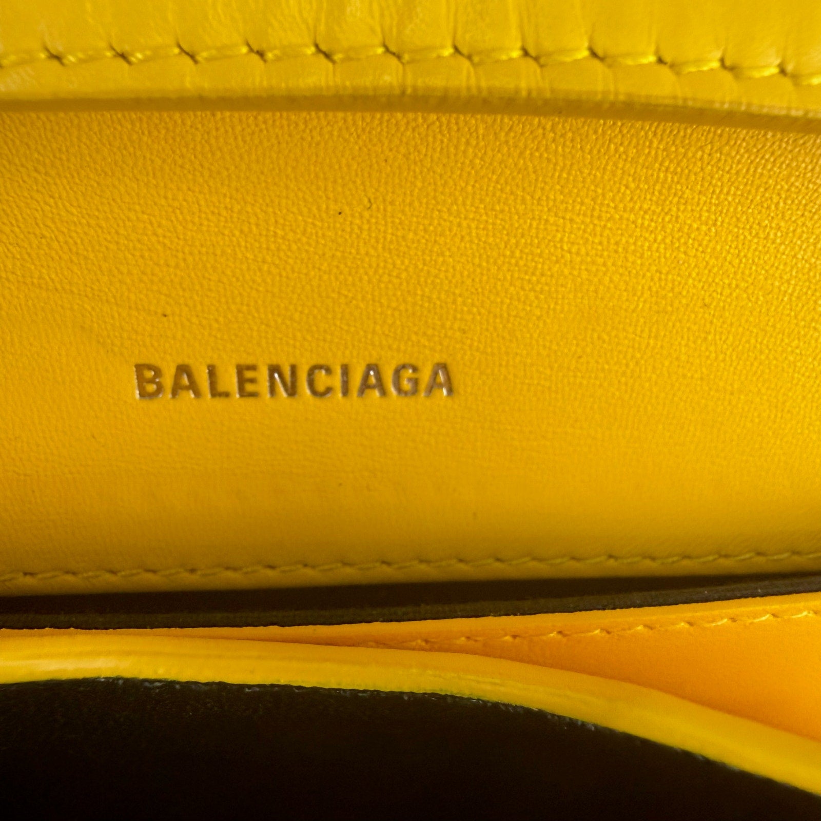 Balenciaga Yellow Leather B Logo Crossbody Shoulder Bag Authentic Pre Owned