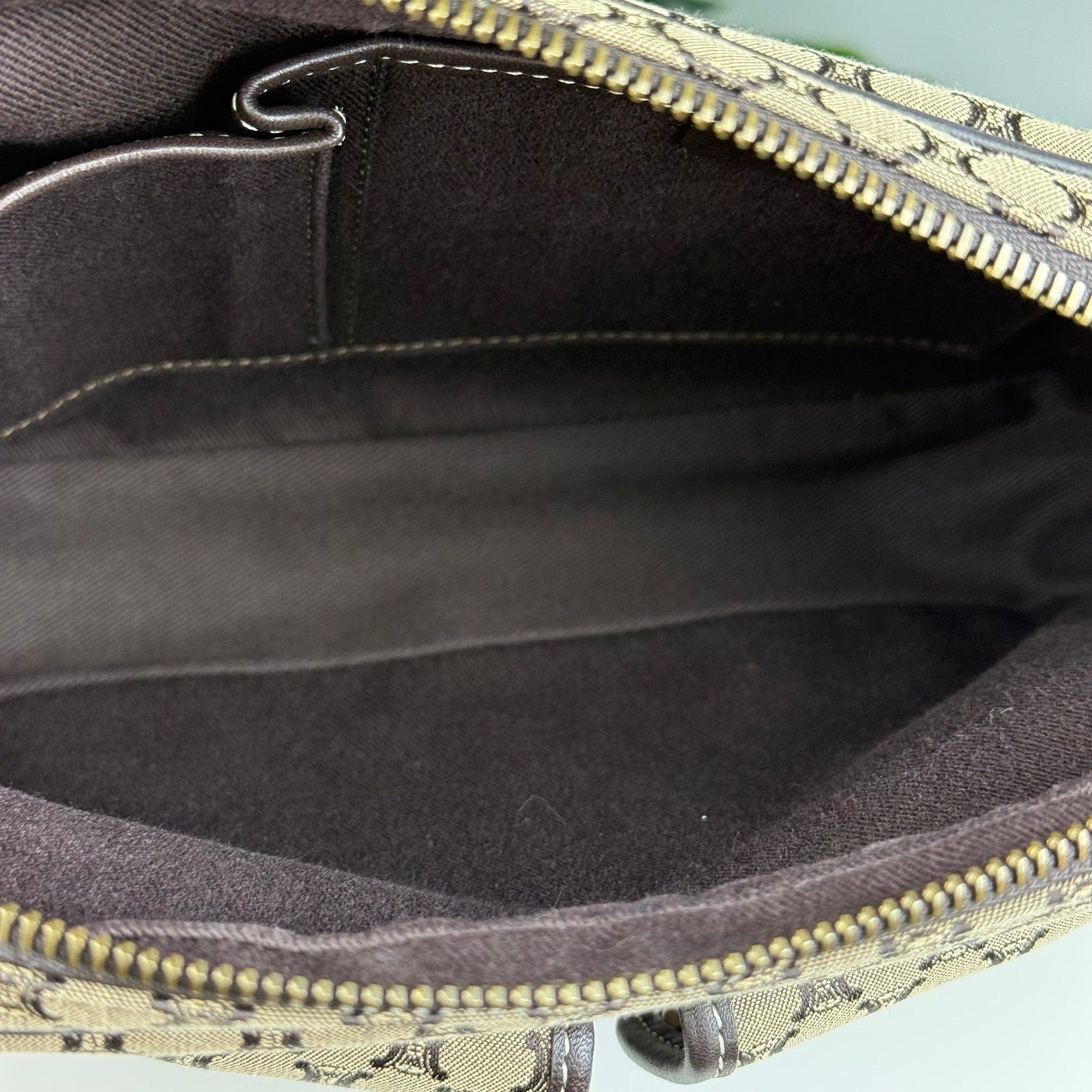Authentic CELINE Macadam Canvas Leather Crossbody Bag