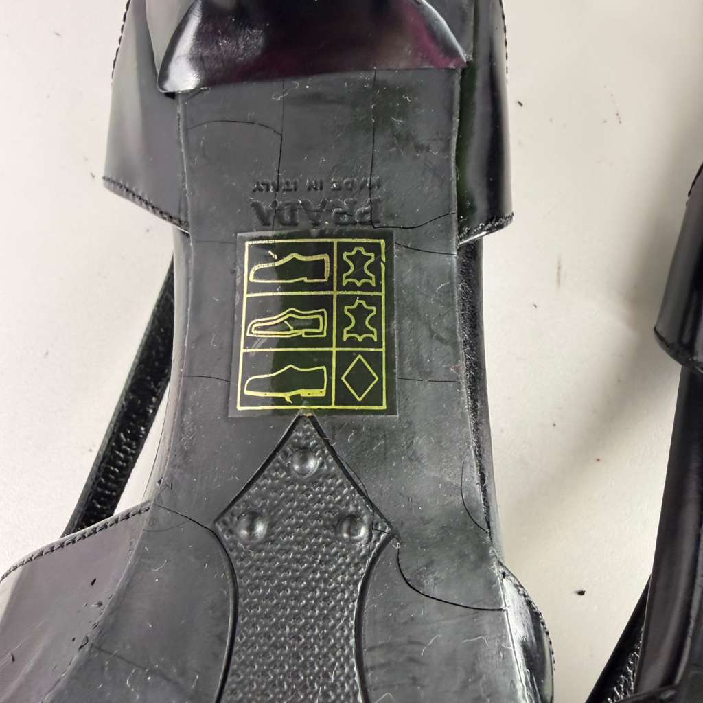 Authentic Prada Black Leather Slingback Pumps Kitten Heel