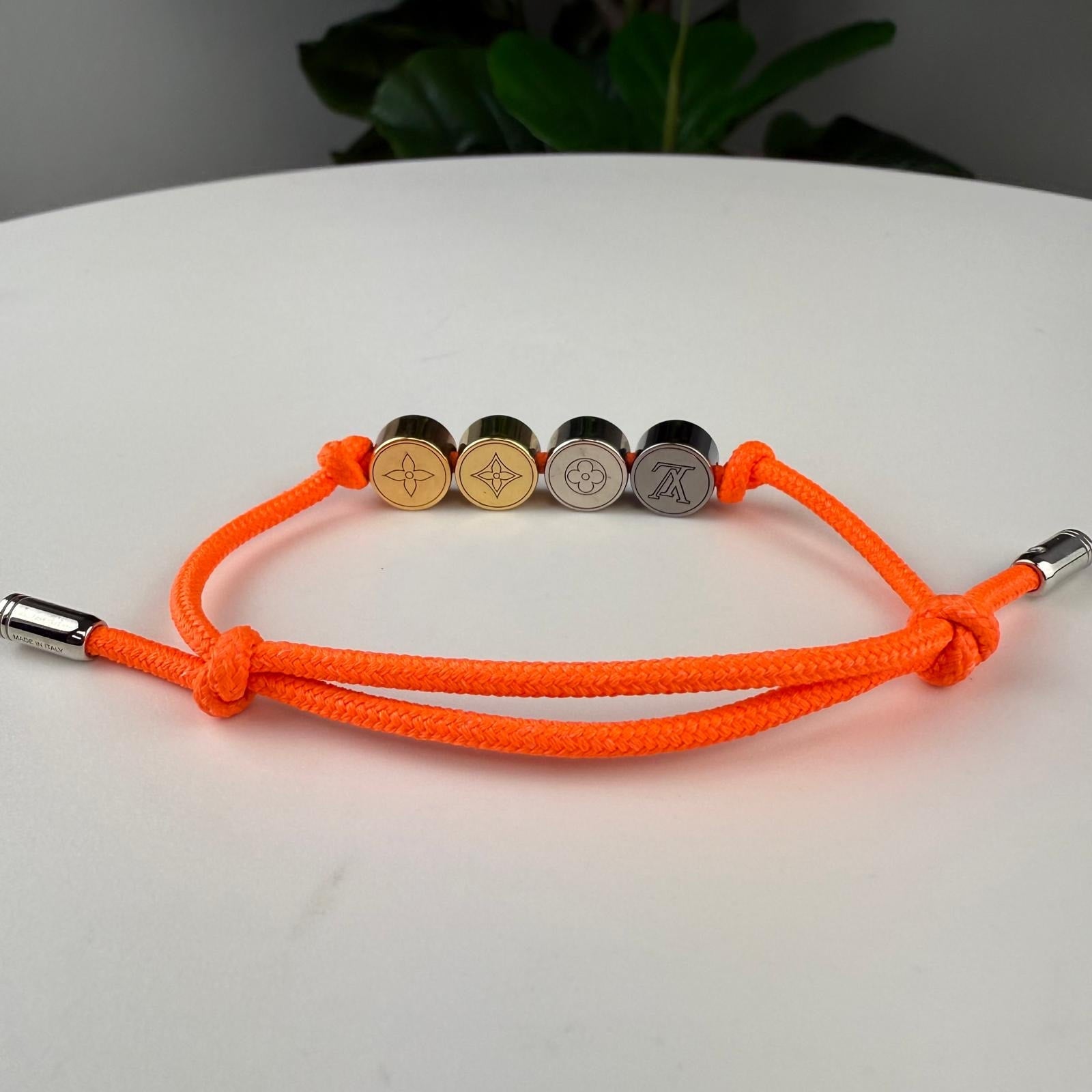 💎✨Authentic LOUIS VUITTON  Monogram Charm Friendship Bracelet Orange Rope