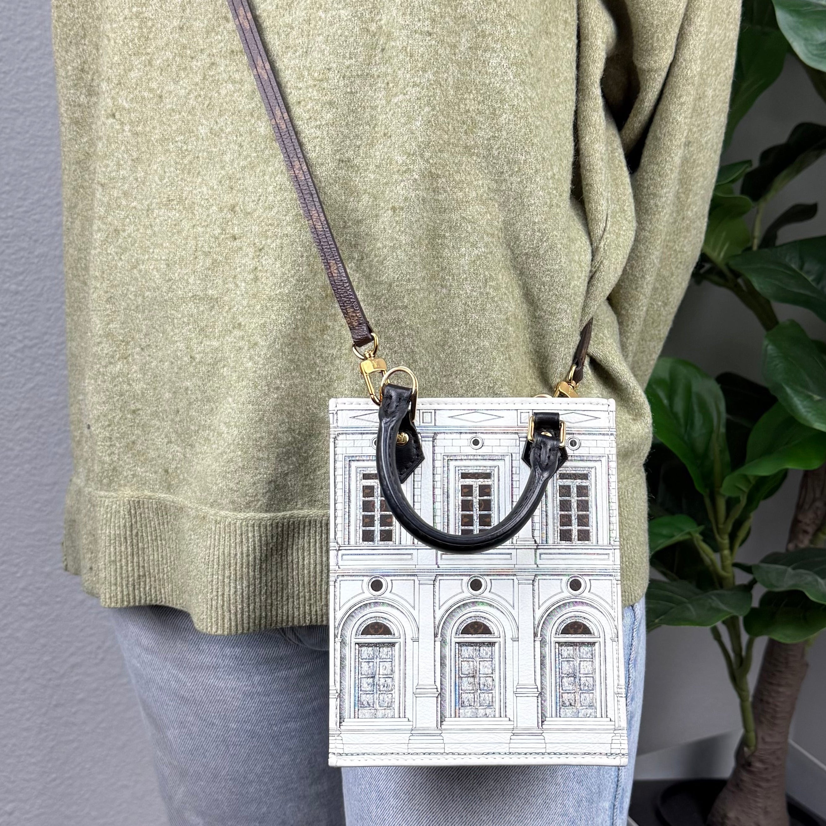 Authentic Louis Vuitton x Fornasetti Petit Sac Plat 2-Way Crossbody Bag