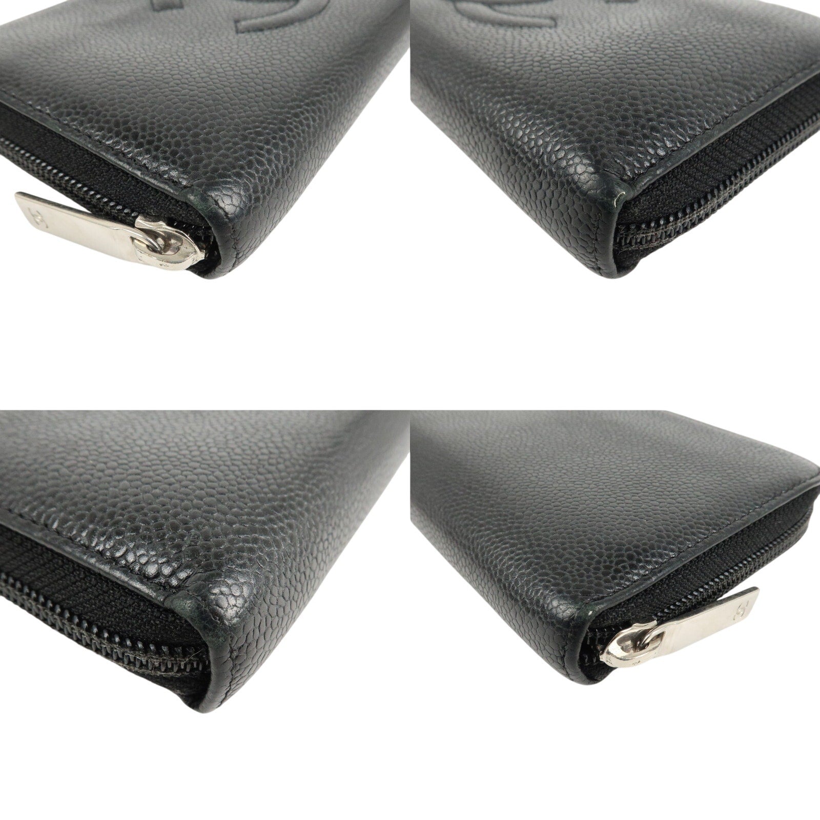 Authentic CHANEL Zip Around Long Wallet Black