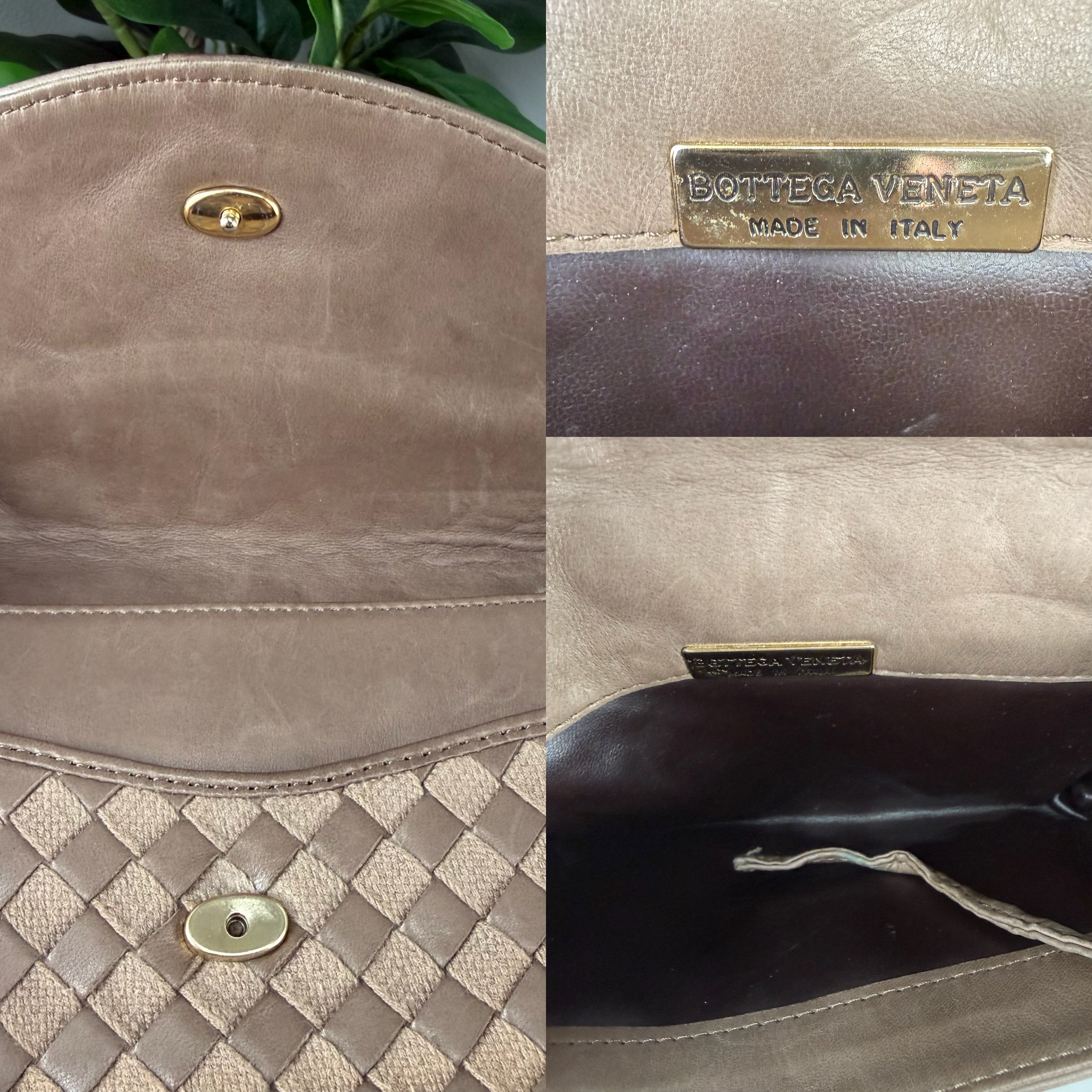 Authentic Bottega Veneta Vintage Intreccio Woven Leather Fabric Flap Crossbody Bag
