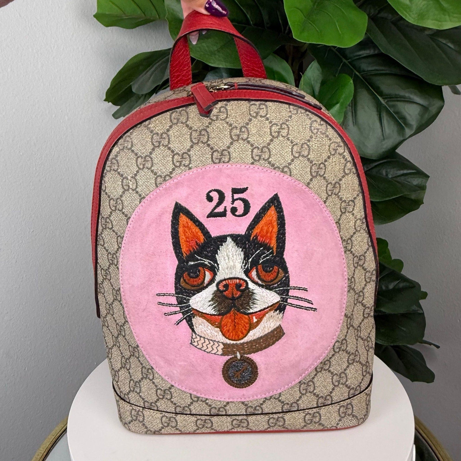 💎Authentic GUCCI Bosco GG Supreme Embroidered Backpack Daypack Canvas Leather