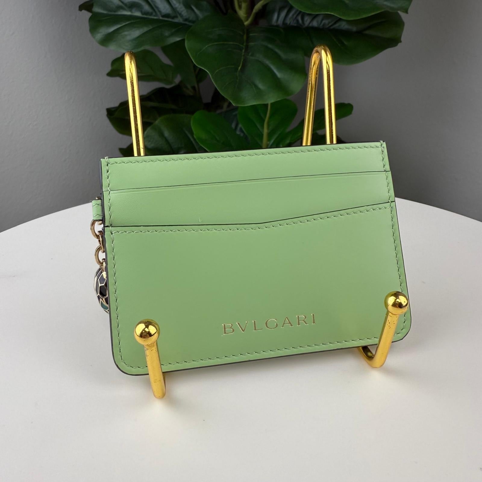 💎Authentic Bvlgari Serpenti Green Leather Card Holder