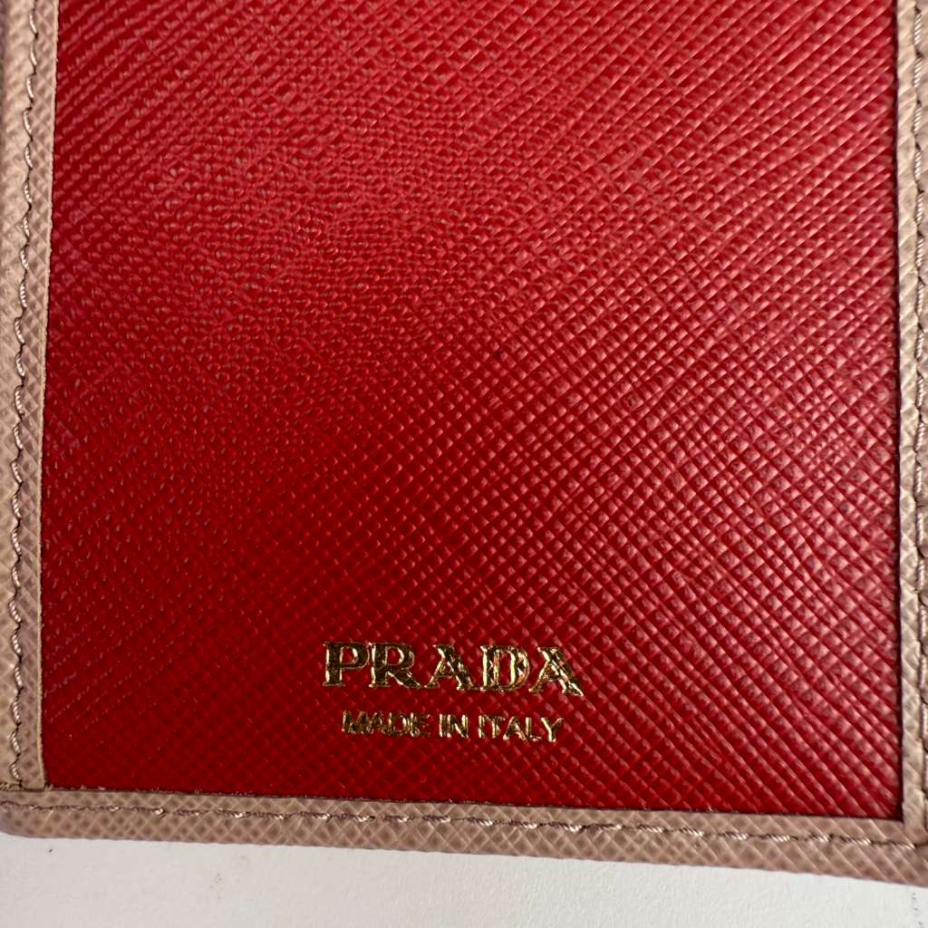Authentic Prada Saffiano Leather Wallet Beige