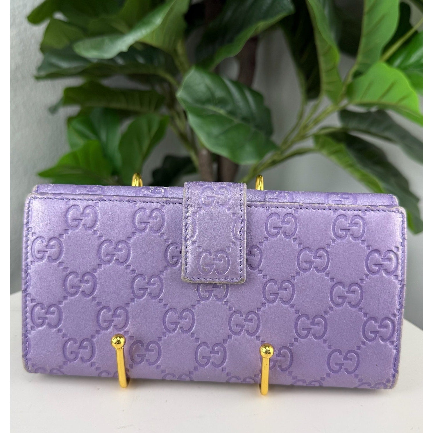 Gucci Guccissima Leather Purple Long Wallet Authentic Pre Owned