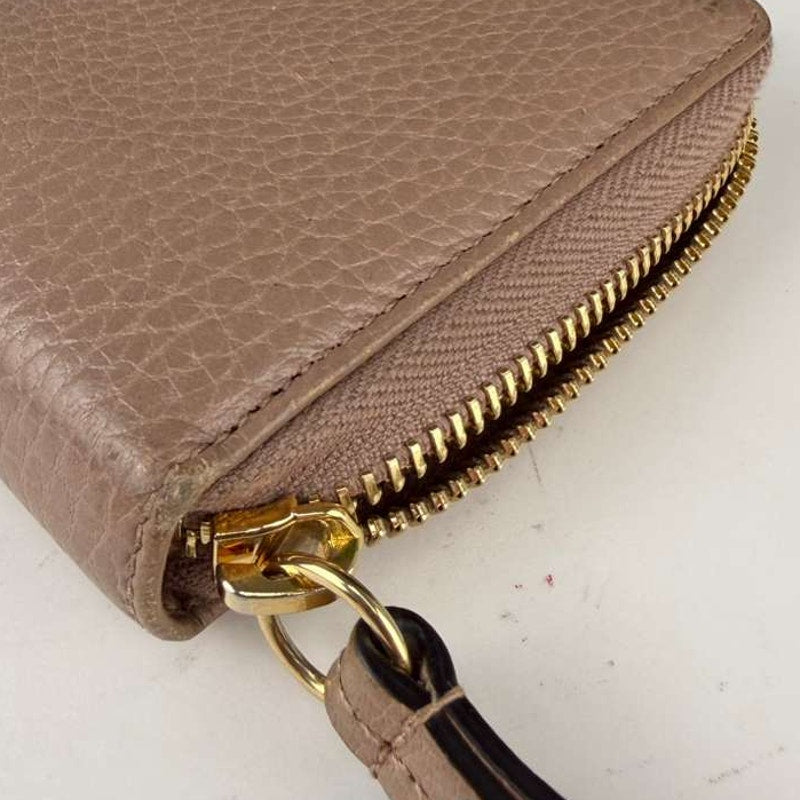 Authentic Gucci GG Marmont Zip Around Wallet Tan