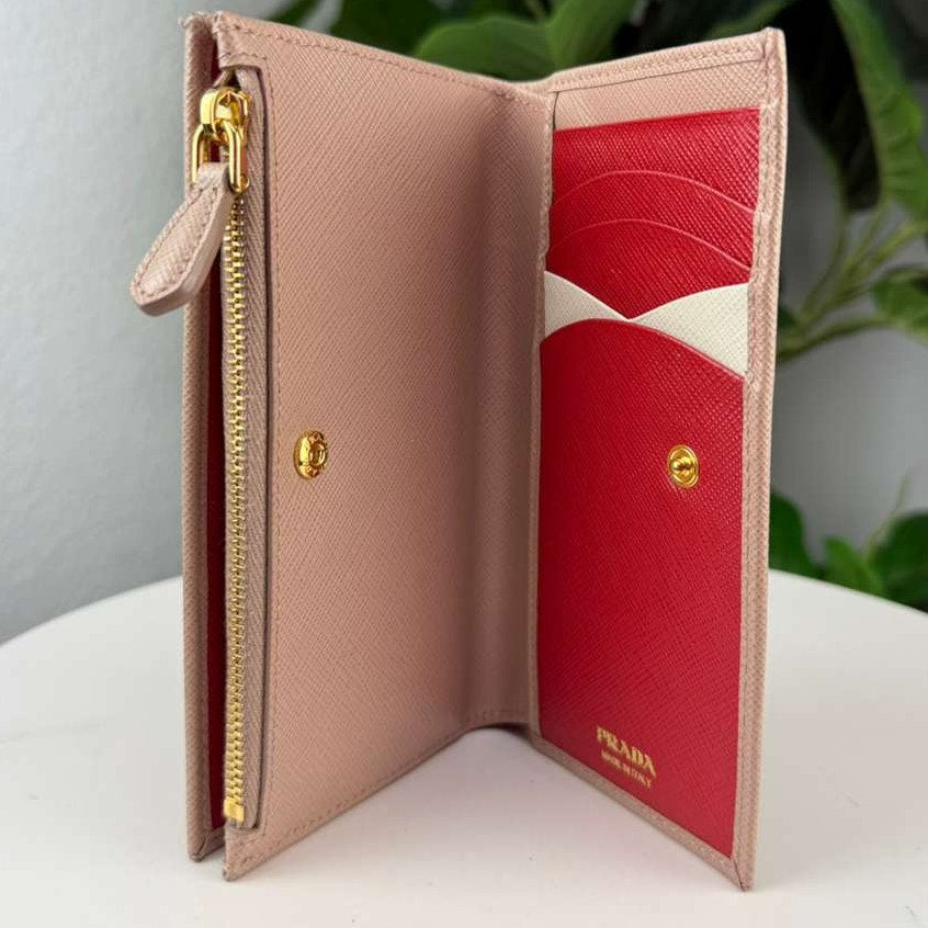 Authentic Prada Saffiano Leather Wallet Beige