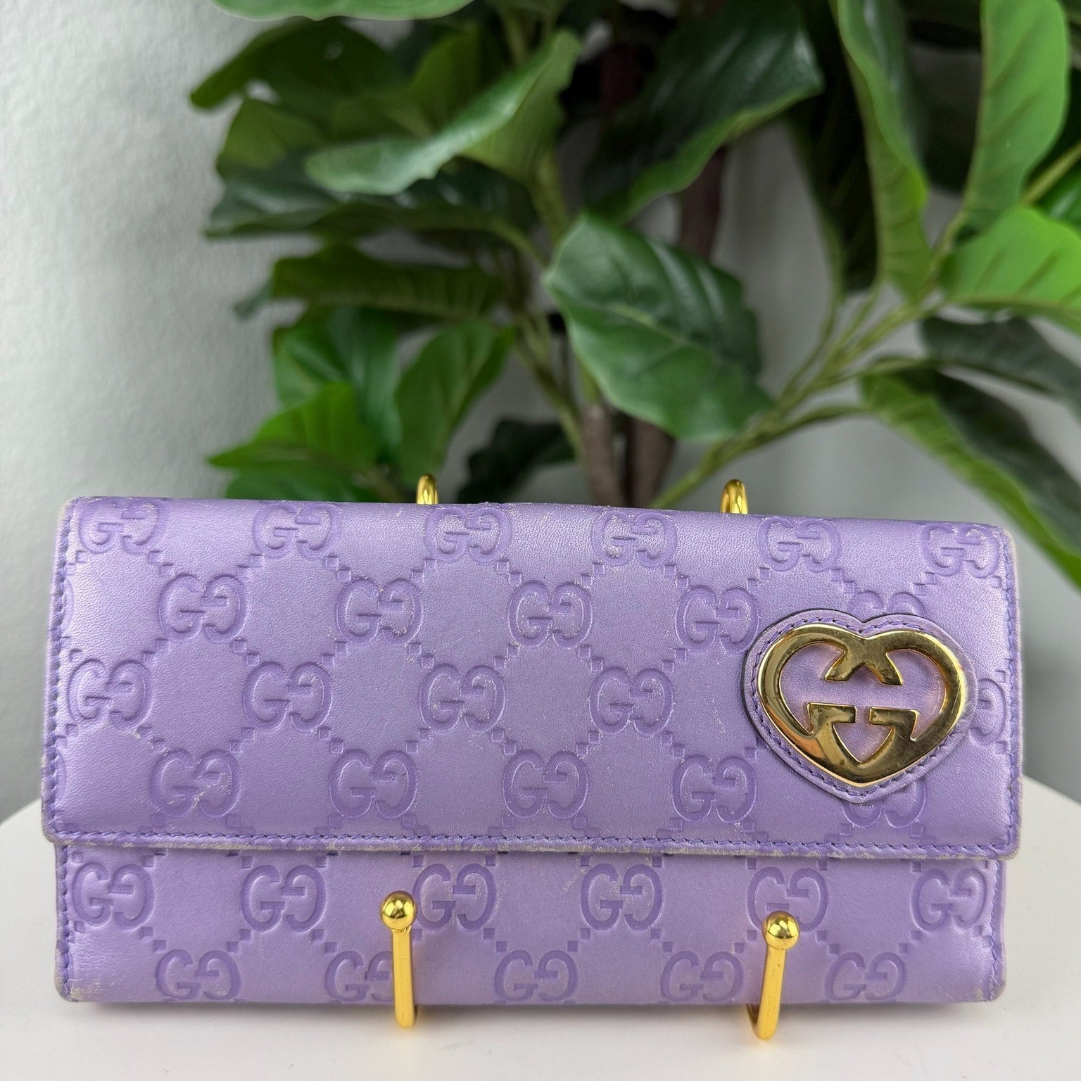 Gucci Guccissima Leather Purple Long Wallet Authentic Pre Owned