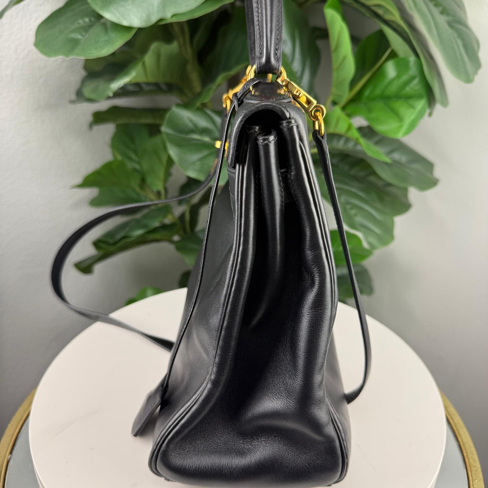 Authentic Hermes Kelly Bag Serpenti Forever Shoulder Bag Black