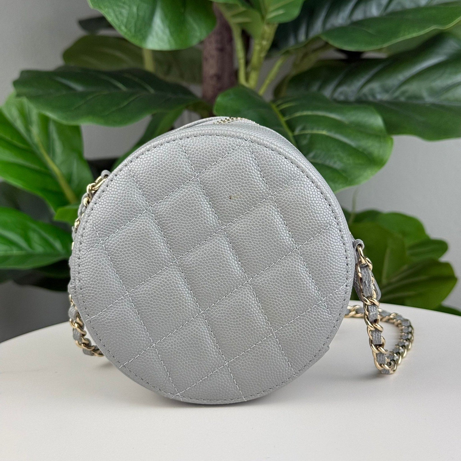 Authentic Chanel Matelasse Round Chain Shoulder Bag
