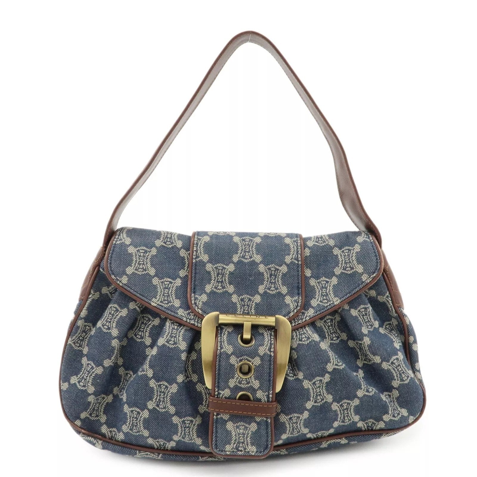 Authentic CELINE Macadam Denim Shoulder Bag