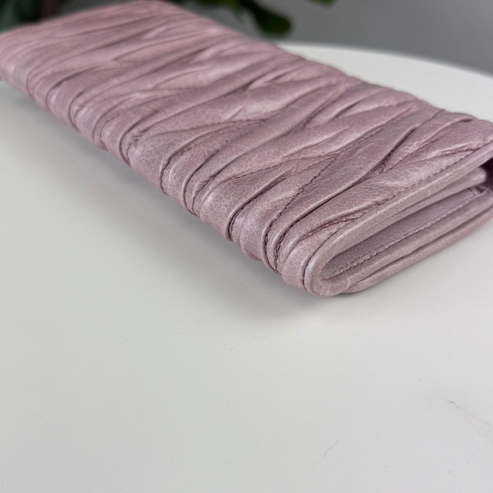 Authentic Miu Miu Matelassé Leather Long Wallet
