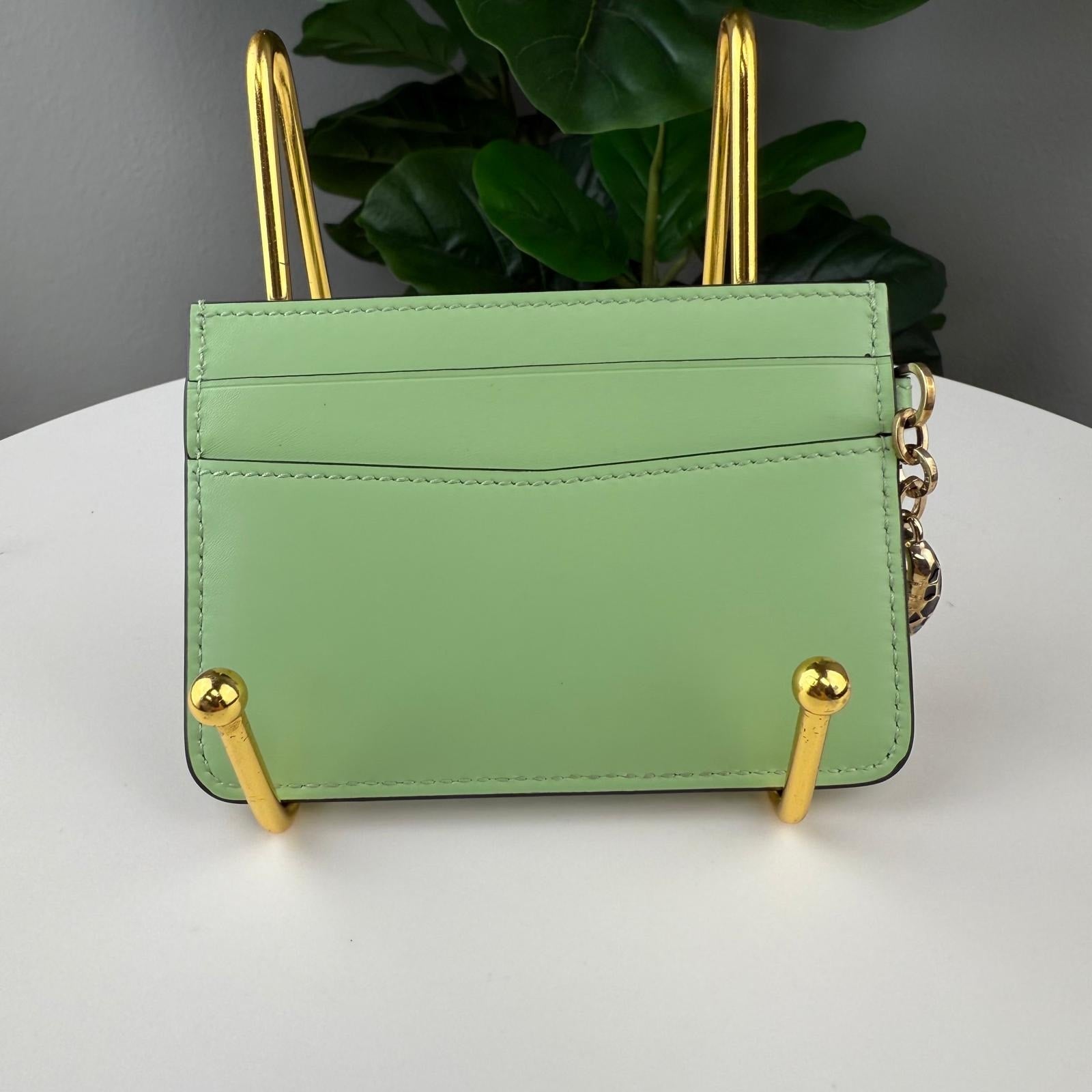 💎Authentic Bvlgari Serpenti Green Leather Card Holder