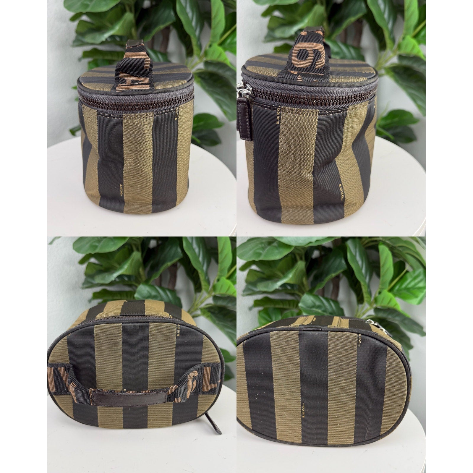 A11 💎✨ Authentic Fendi Pequin Striped Vanity Cosmetic Case