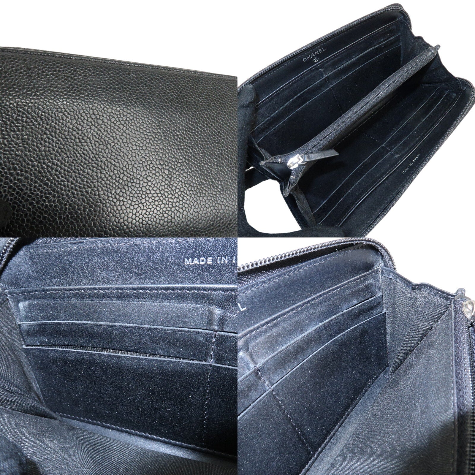Authentic CHANEL Zip Around Long Wallet Black