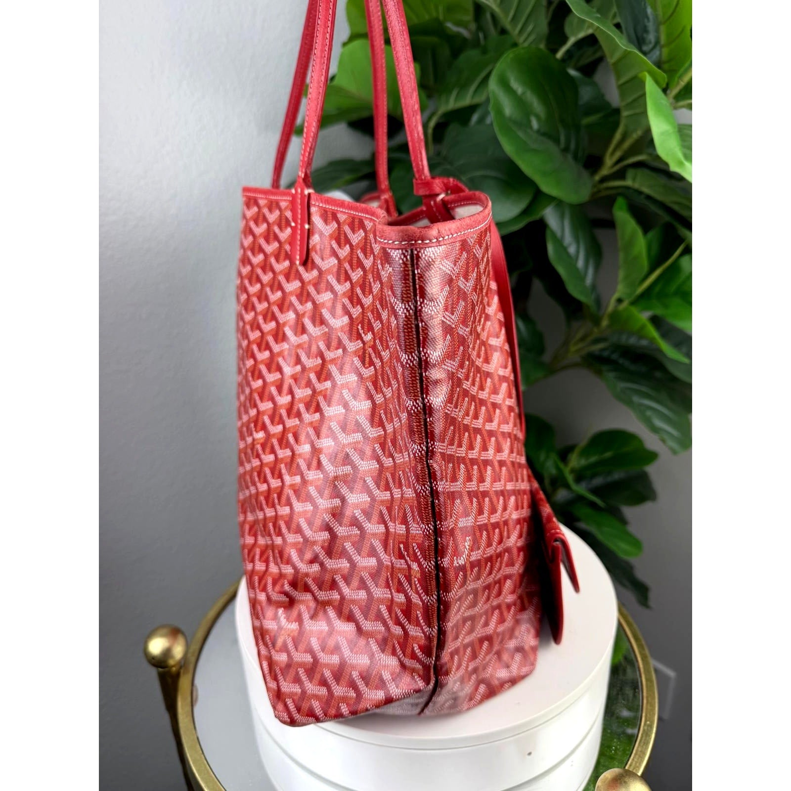 Authentic Goyard Saint Louis PM Tote Bag Red