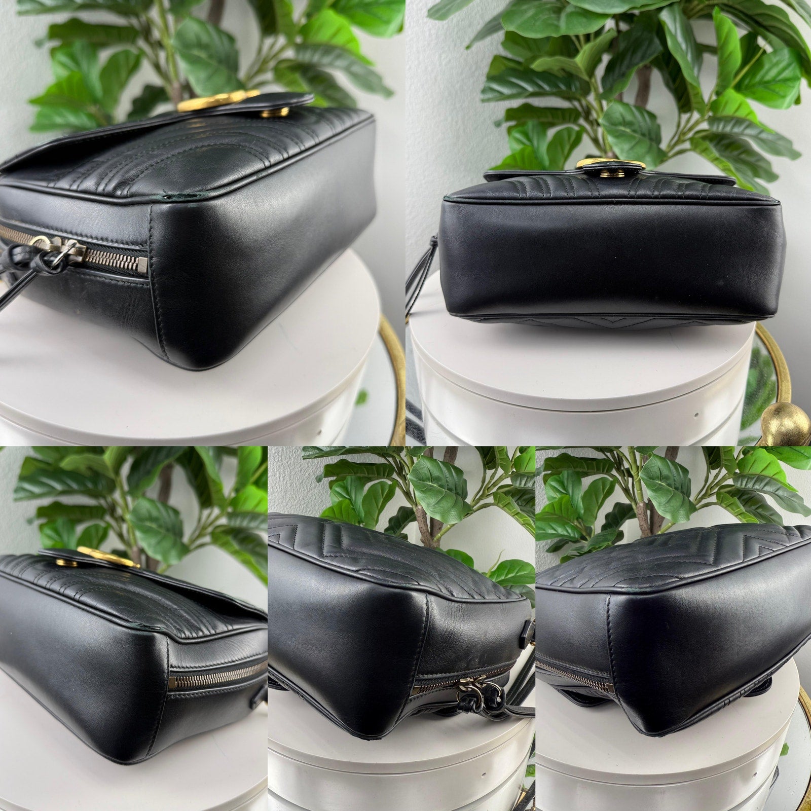 Authentic Gucci GG Marmont Small Black Leather Shoulder Bag