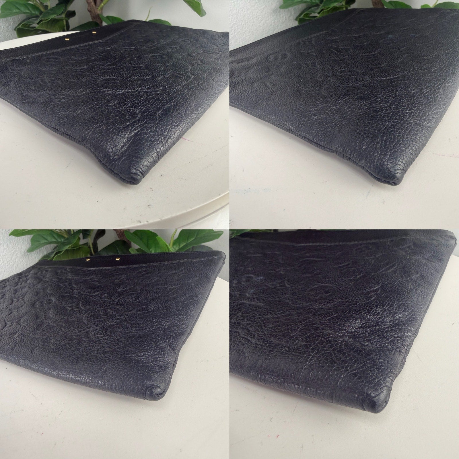 Louis Vuitton Monogram Empreinte Black Leather Clutch Bag Authentic Pre Owned