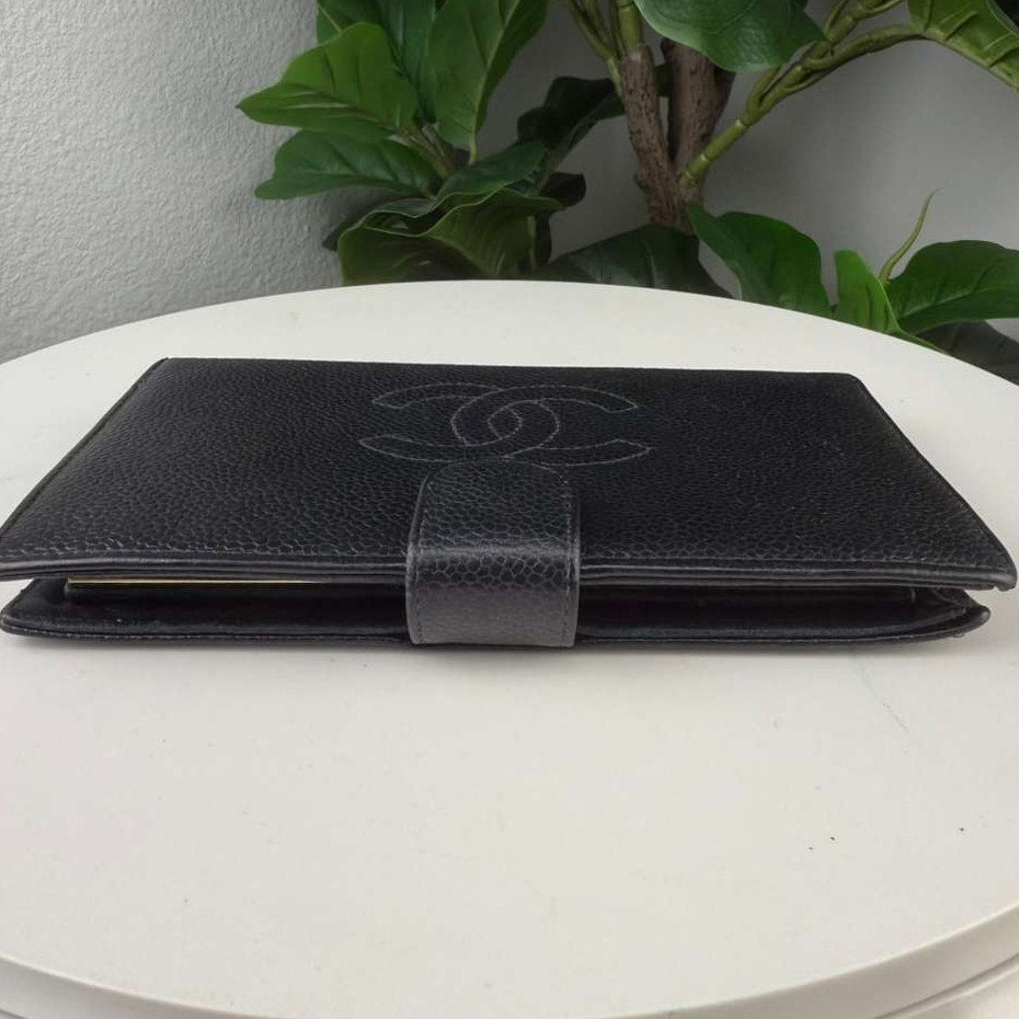 💎✨Chanel Black Caviar Leather Bifold Long Wallet