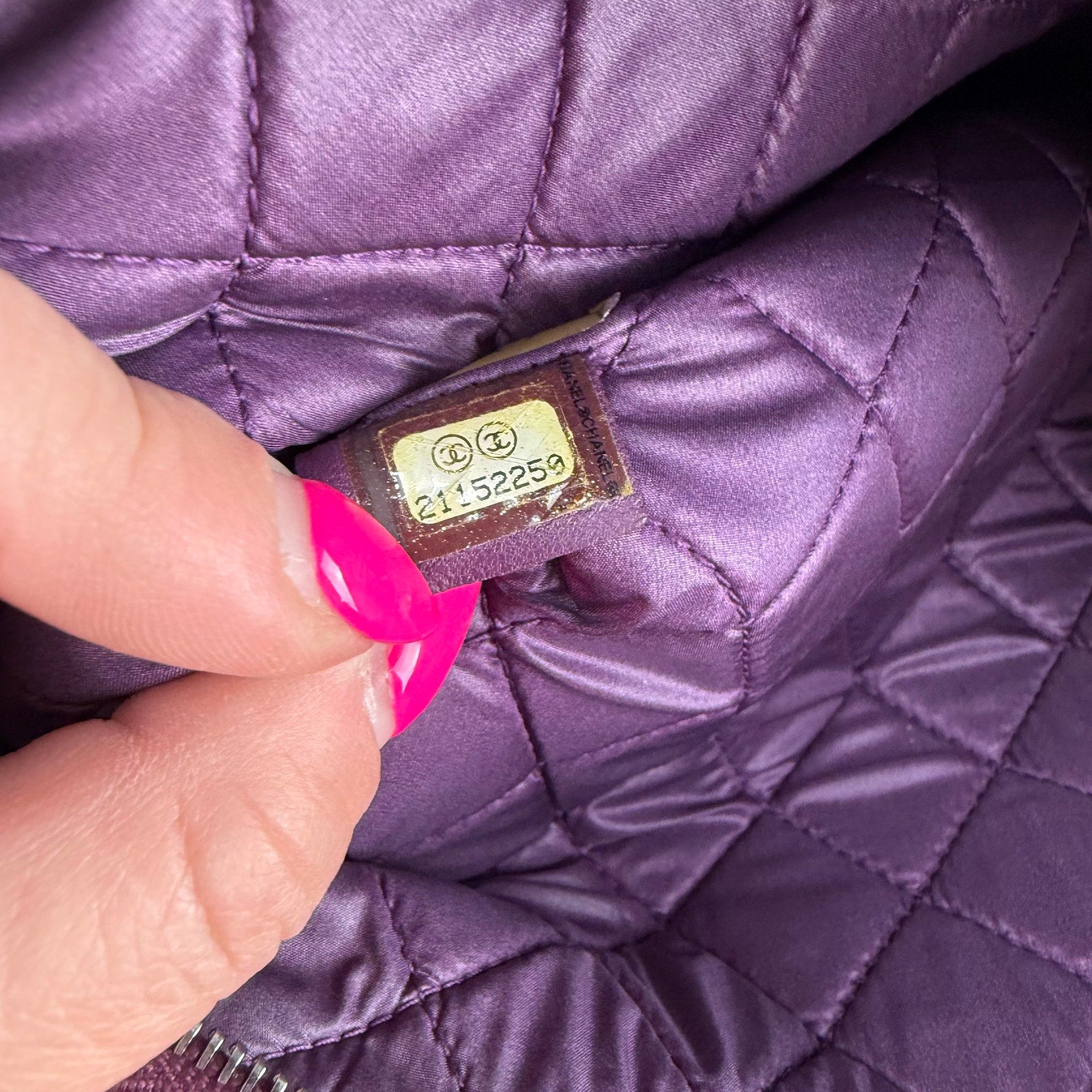 Chanel Boy O Case Quilted Lambskin Purple Clutch Pouch Authentic Pre Owned