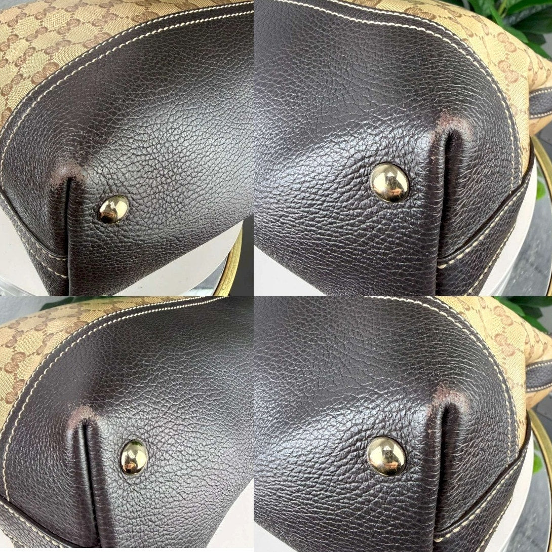 Authentic Gucci GG Crystal Hobo Bag Coated Canvas