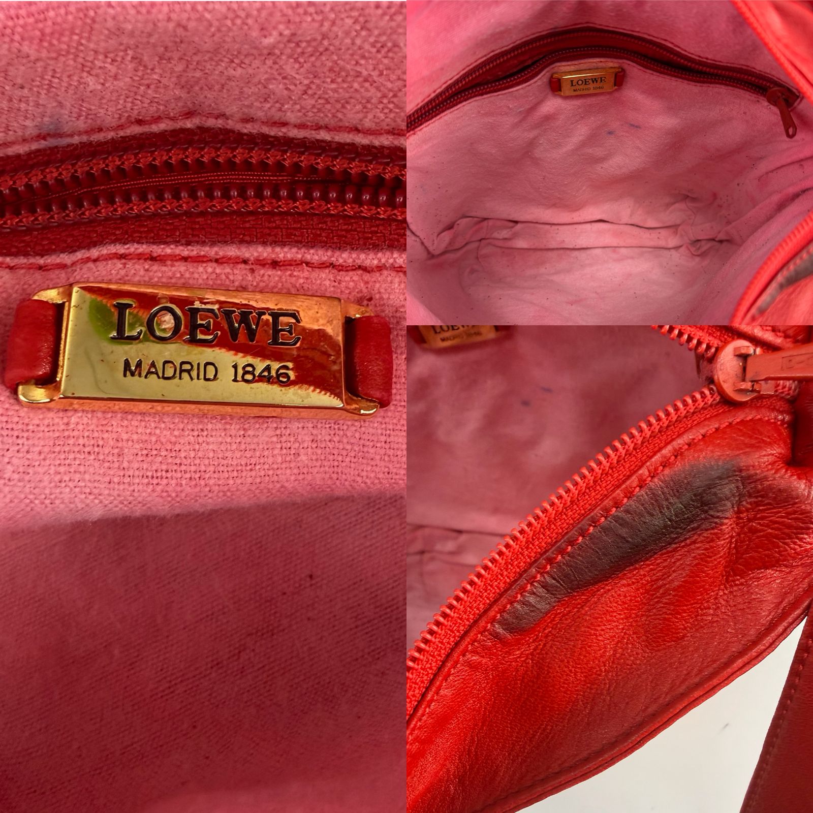Loewe Madrid Red Leather Shoulder Bag