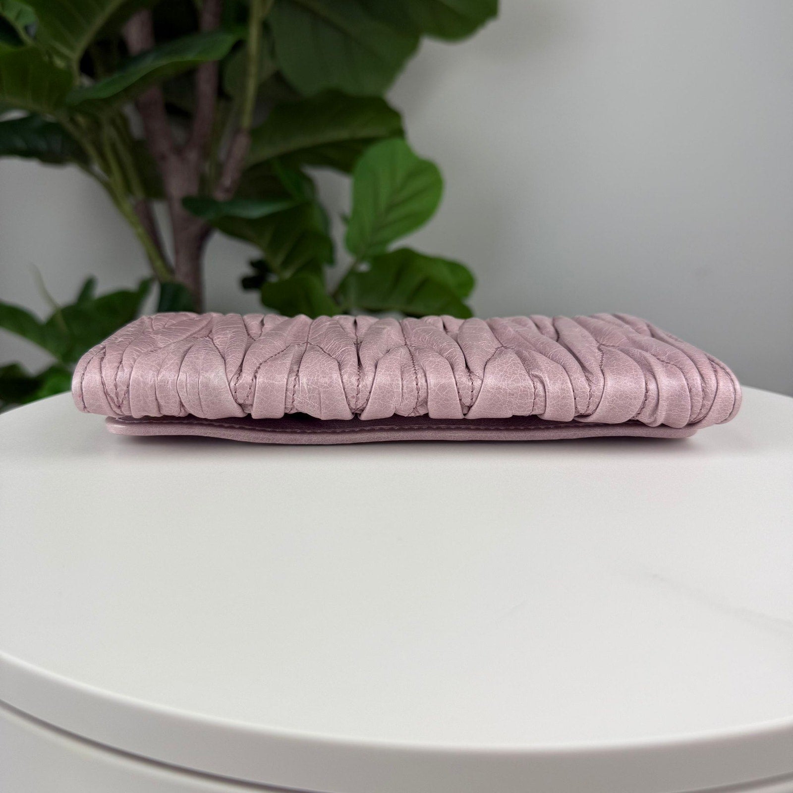Authentic Miu Miu Matelassé Leather Long Wallet