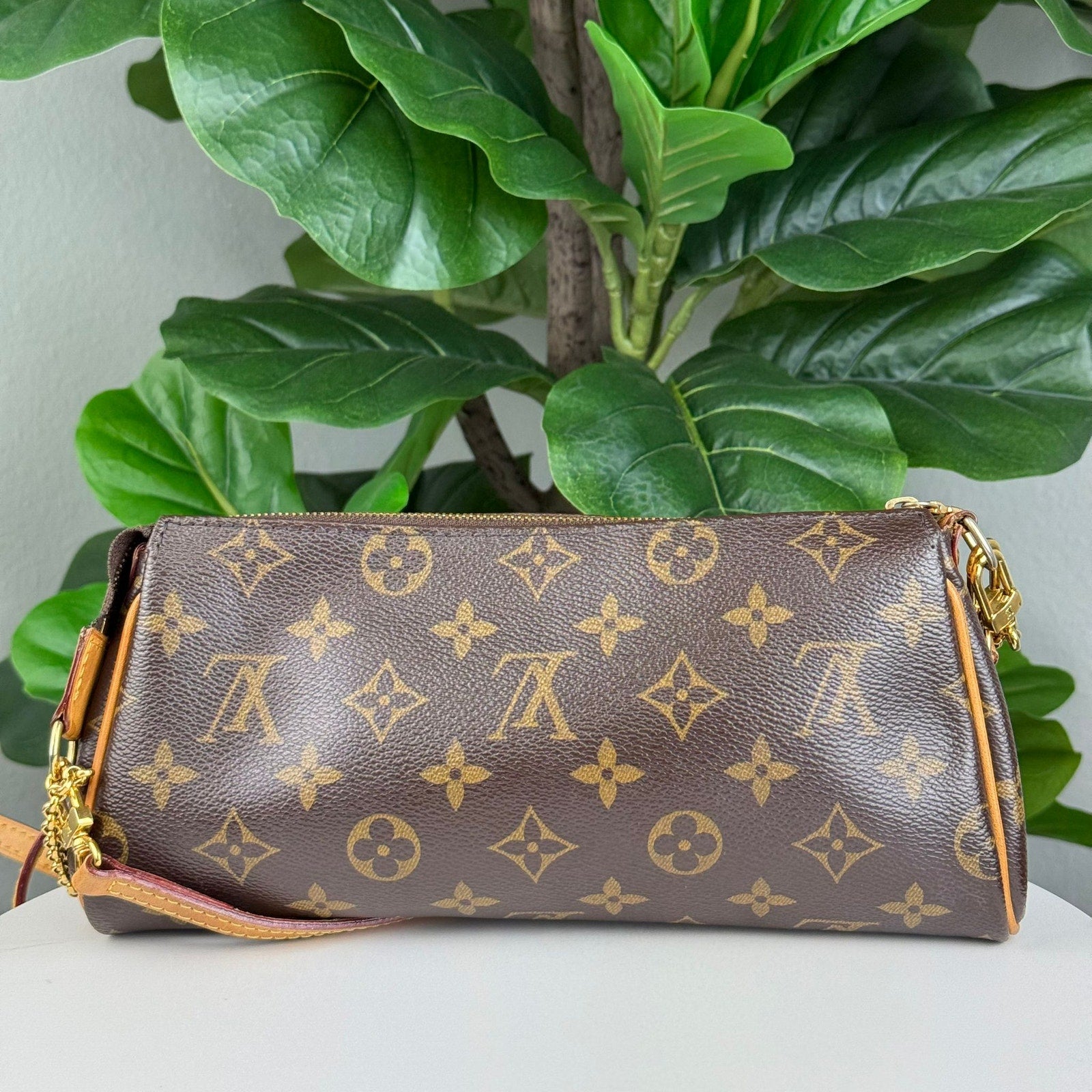 Authentic Louis Vuitton Monogram Canvas Eva Clutch Bag