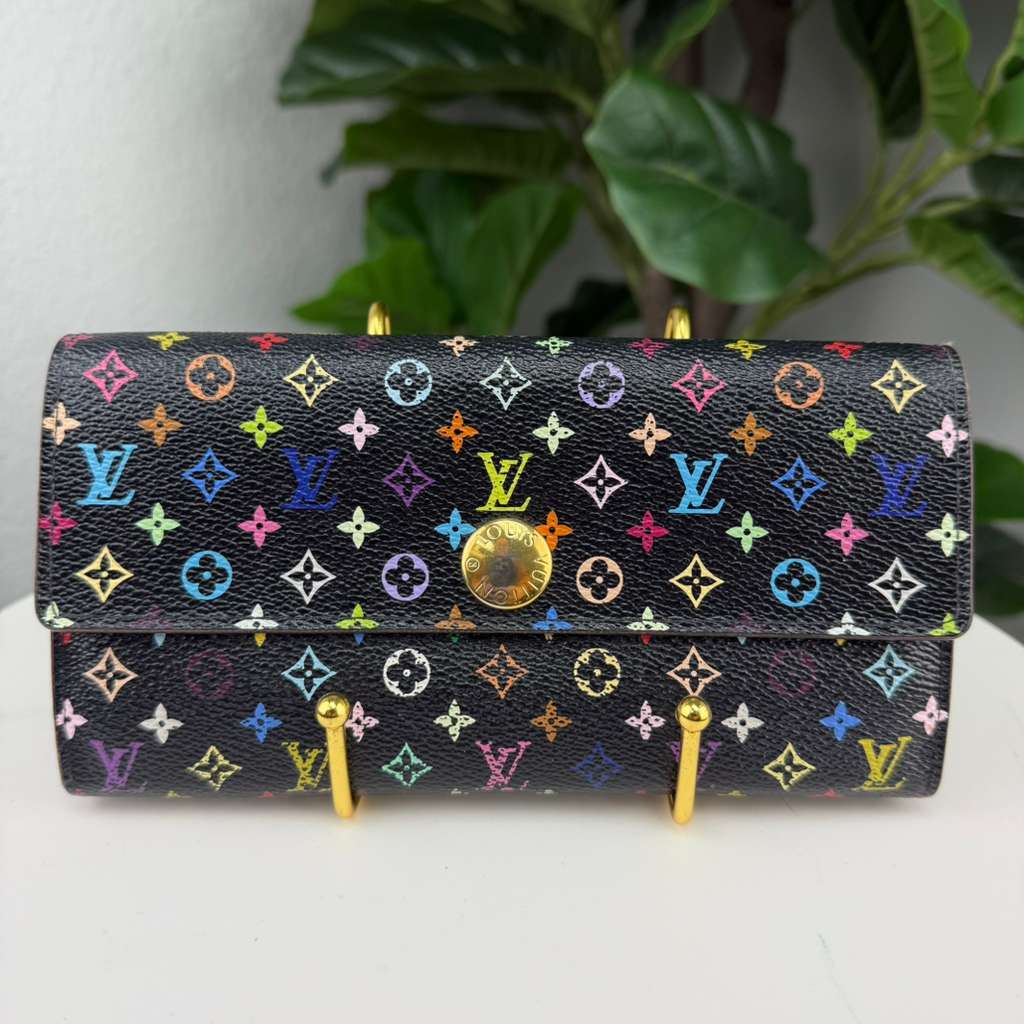 Authentic Louis Vuitton Takashi Murakami Monogram Multicolour Sarah Wallet