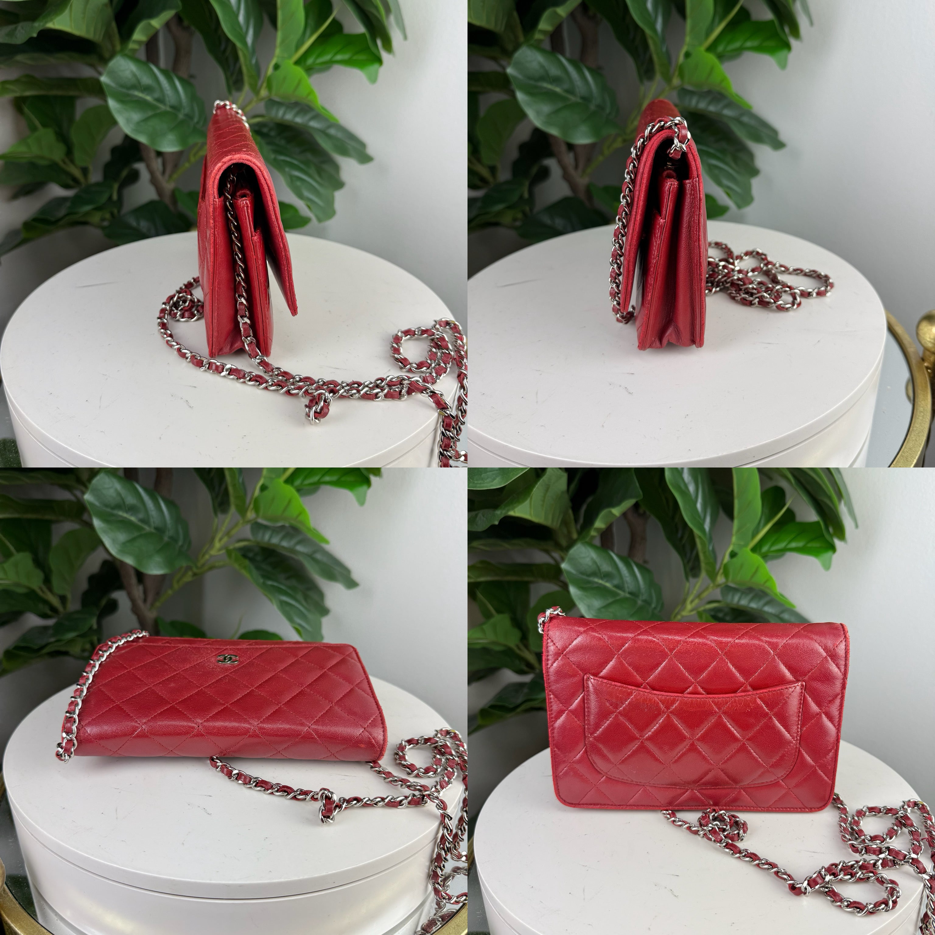 Authentic Chanel Lambskin Woc Crossbody Bag Red