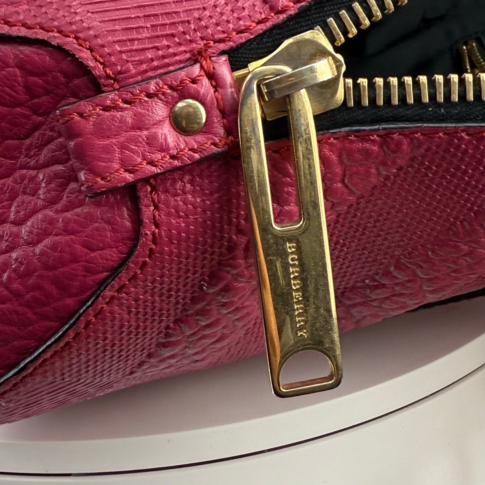 Authentic Burberry Pebbled Orchard Bowling Bag Pink Two-Way