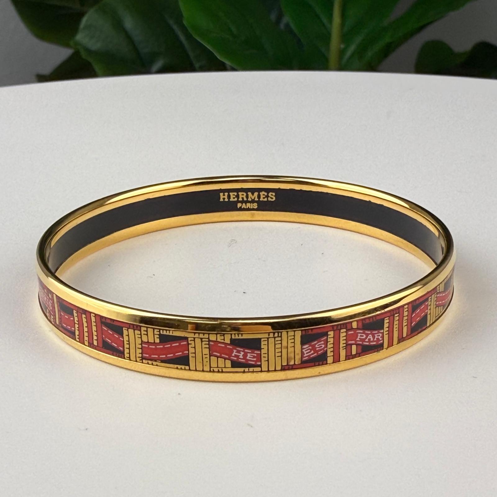 💎Authentic Hermes Emailles Narrow Enamel Bangle 7 3/4 "