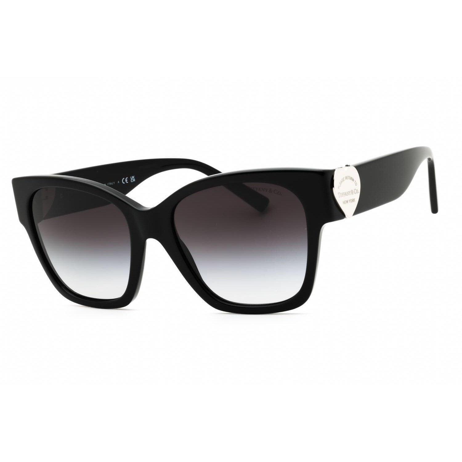 $600 Retail Tiffany & Co. Classic Black Acetate Silver-toned Heart Sunglasses 54-18-135