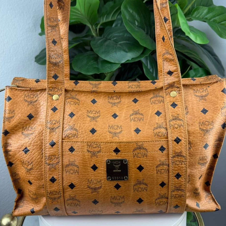 💎✨Authentic MCM Visetos  Classic Cognac Tote Bag