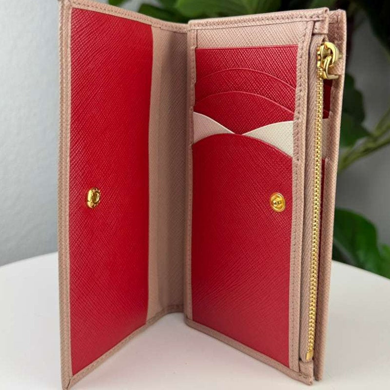 Authentic Prada Saffiano Leather Wallet Beige