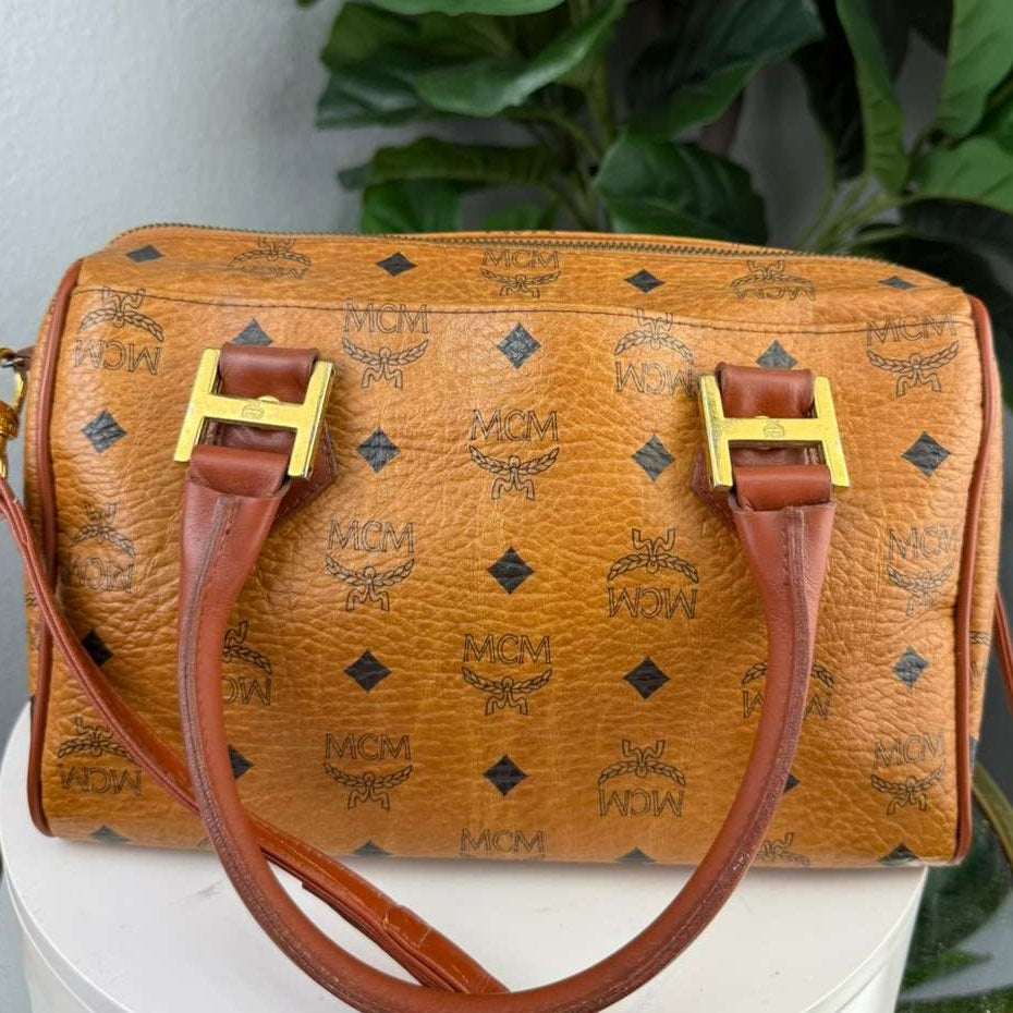Authentic MCM Visetos Boston Bag
