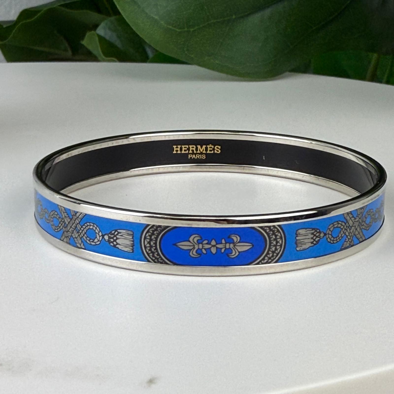Authentic HERMES Email PM Blue Bangle Bracelet