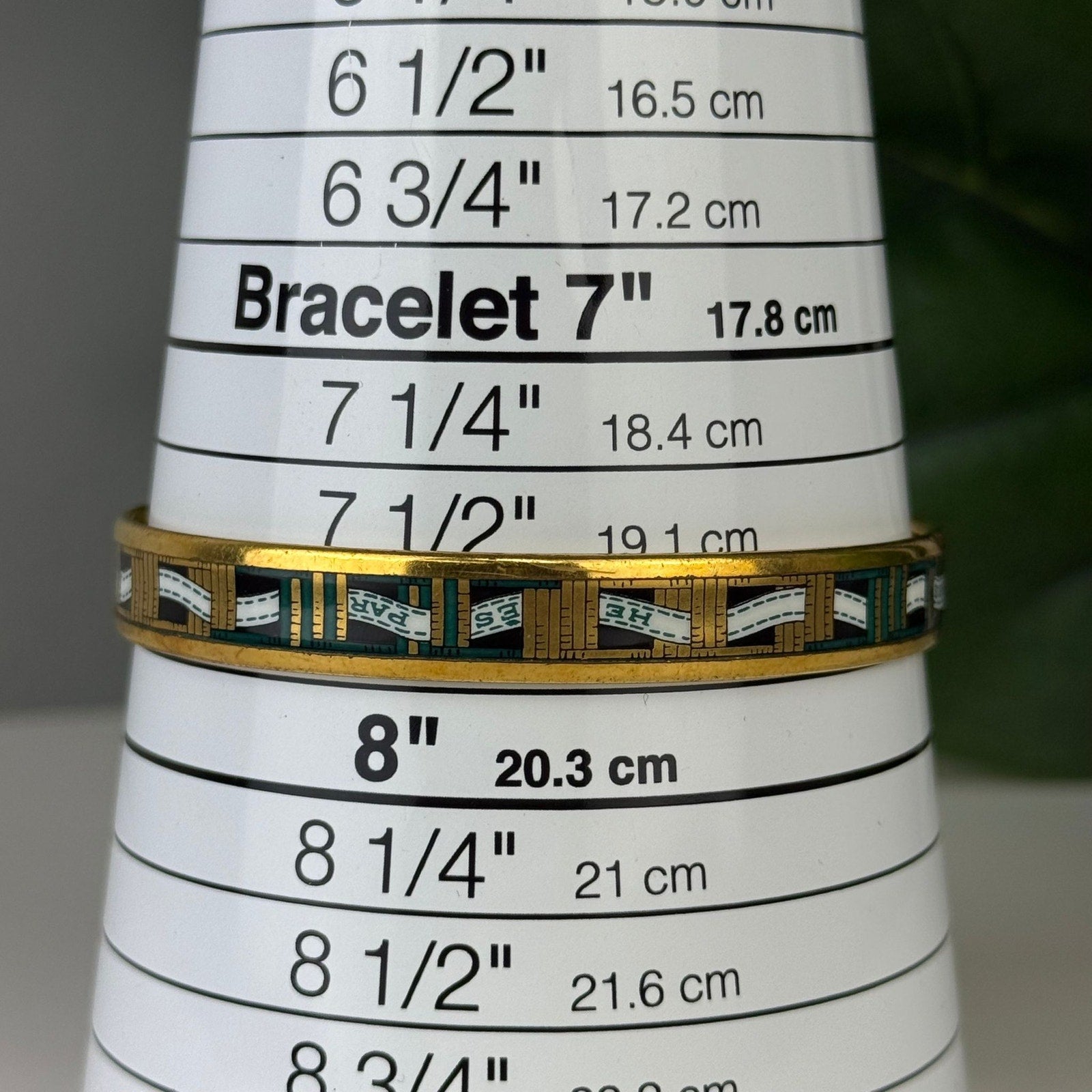Authentic Hermes Enamel Bangle Black Multiple Green Golden  Bracelet 7 3/4"