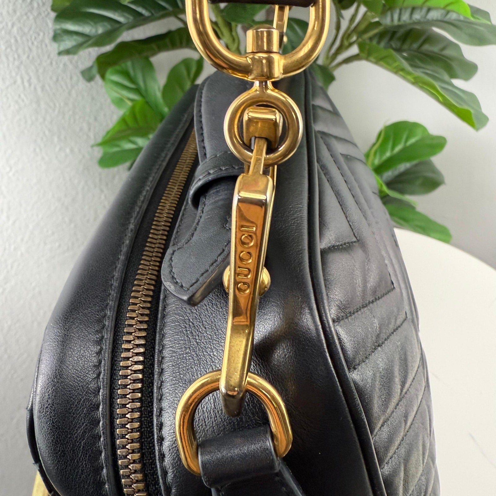 Authentic Gucci GG Marmont Small Black Leather Shoulder Bag